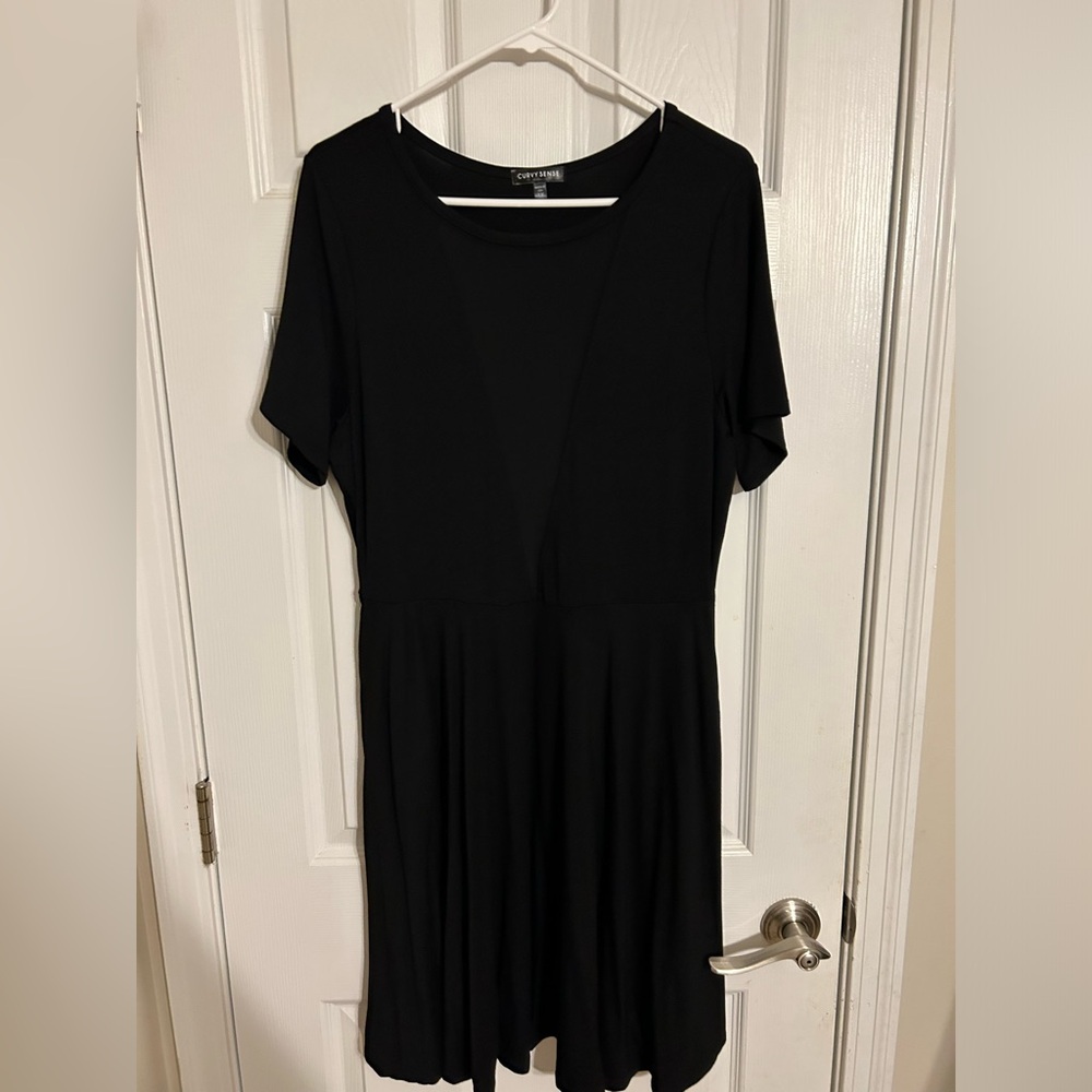 Black sexy mesh see through V-Neck dress